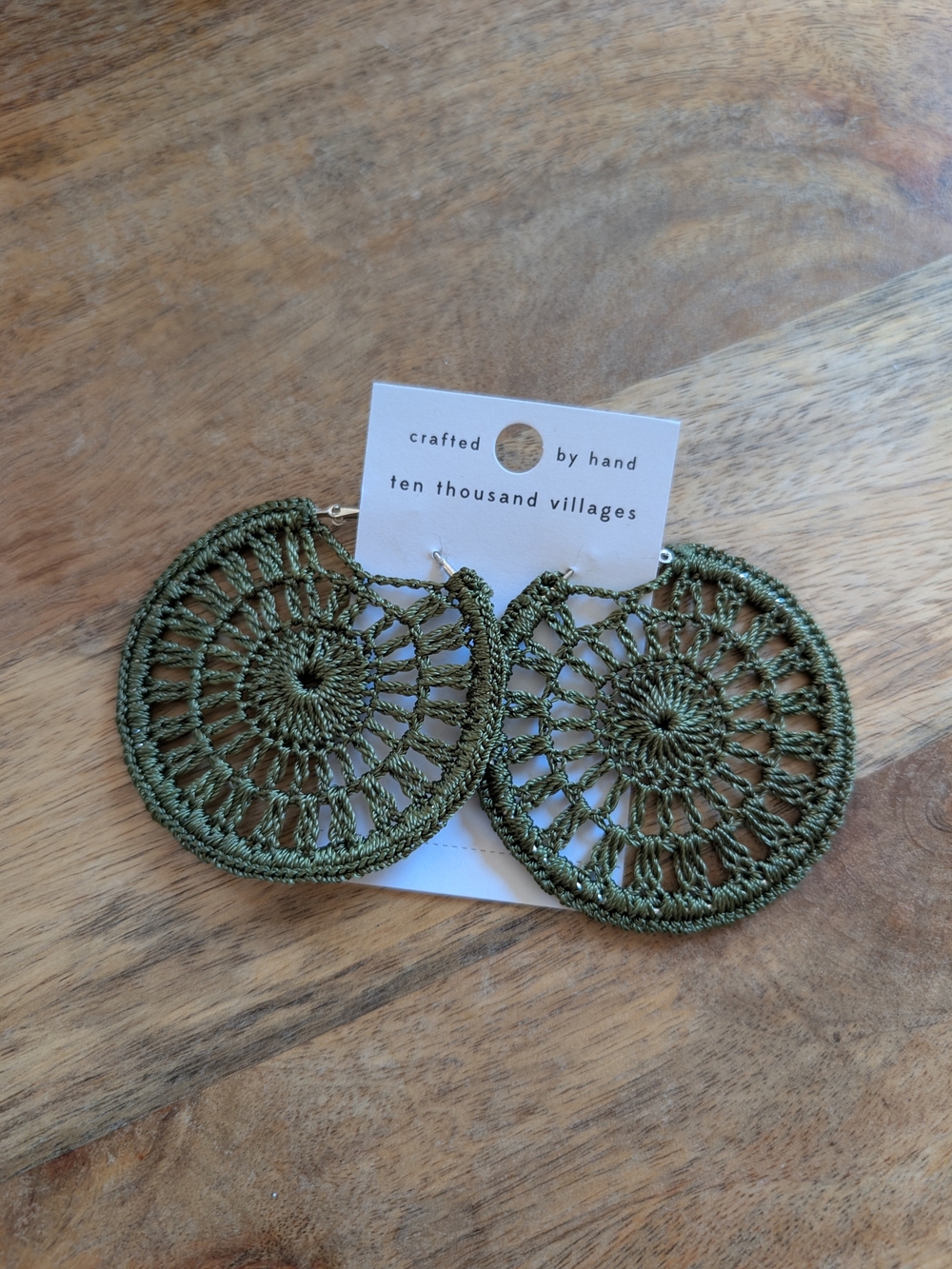 Green Crochet Hoop Earrings